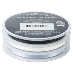 Hallmark - White/Matte Silver/Metallic Black 3-Pack Curling Ribbon, 90' total