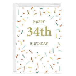 Hallmark - Custom Age With Confetti Custom Birthday Card