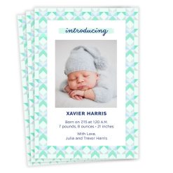 Hallmark - Blue Quilt Pattern Introducing Birth Announcement