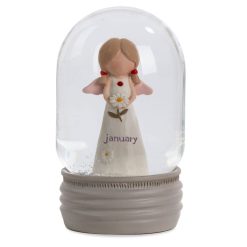 Hallmark - Blossom Bucket January Birthstone Angel Snow Globe, 4.2