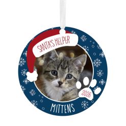 Hallmark - Holiday Pet Round Metal Personalized Ornament, Custom Photo and Text