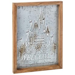 Hallmark - Disney Castle Happy Place Wood and Metal Quote Sign, 8.75x12
