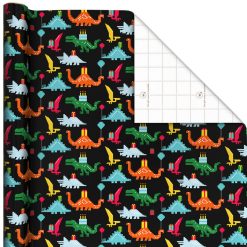 Hallmark - 8-Bit Dinosaurs Birthday Wrapping Paper, 20 sq. ft.