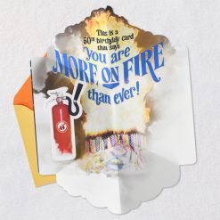 Alternative view of Hallmark - You're More on Fire Than Ever Funny Pop-Up 50th Birthday Card