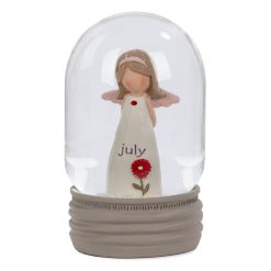 Hallmark - Blossom Bucket July Birthstone Angel Snow Globe, 4.2