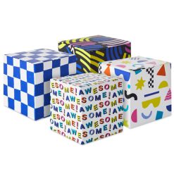 Hallmark - 4" Modern Neon Patterns Assorted Treat Boxes With Lids, Pack of 4
