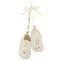 Hallmark - Babyés First Christmas Booties Porcelain Personalized Ornament, Custom Text