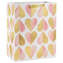 Hallmark - 13" Romantic Gold and Pink Hearts Large Gift Bag