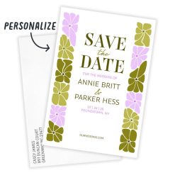 Alternative view of Hallmark - Modern Green and Pink Blossoms Flat Wedding Save the Date