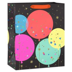 Hallmark - 13" Bright Balloons on Black Large Birthday Gift Bag