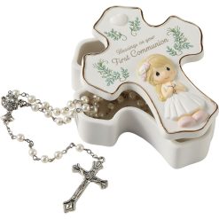 Hallmark - Precious Moments Blessings On Your First Communion Girl Rosary Box With Rosary