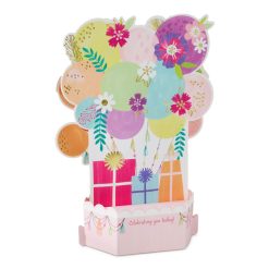 Alternative view of Hallmark - Pastel Balloons Musical 3D Pop-Up with Lights Birthday Card