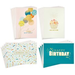 Hallmark - Festive Wishes Blank Birthday Cards, Pack of 16