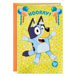 Hallmark - Bluey Hooray Musical Pop-Up Birthday Card for Kids With Light