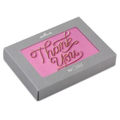 Hallmark - Wire Letters on Pink Blank Thank You Notes, Pack of 10