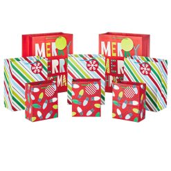 Hallmark - Assorted Festive Fun 8-Pack Small, Medium and Large Christmas Gift Bags