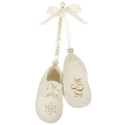 Hallmark - Babyés First Christmas Monogram Booties Porcelain Personalized Ornament, Custom Text