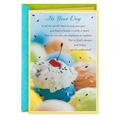 Hallmark - Only One You Ice Cream Scoops Religious Birthday Card