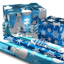 Alternative view of Hallmark - Snow Scenes Metallic 3-Pack Assorted Wrapping Paper Roll Bundle, 60 sq. ft. total