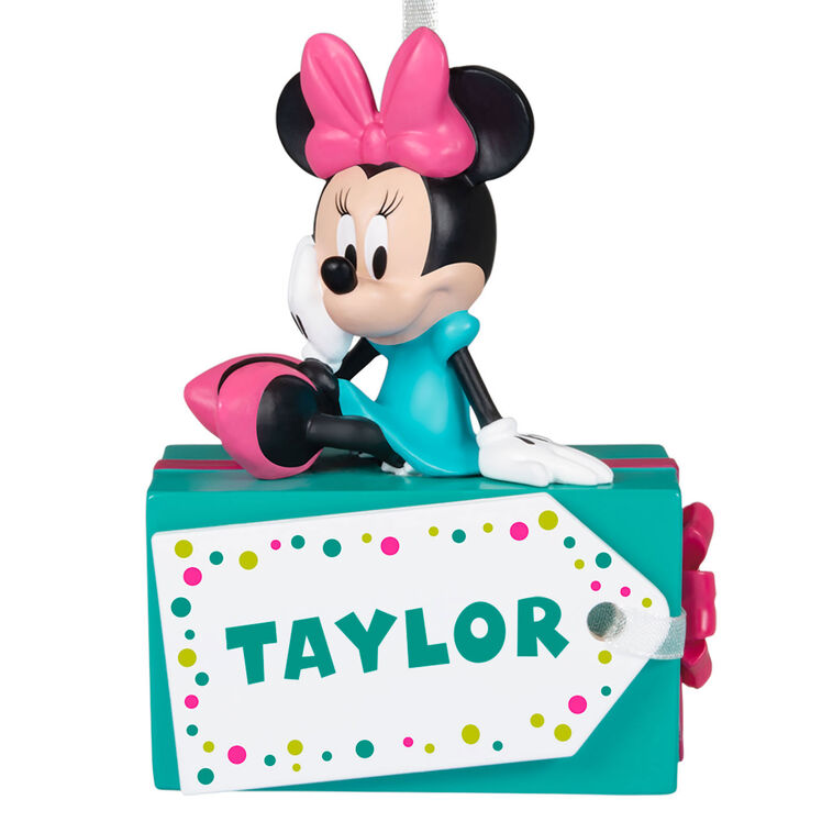 Hallmark - Disney Minnie Mouse Christmas Present Personalized Ornament, Custom Text