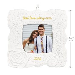 Alternative view of Hallmark - Best Love Story Ever 2026 Porcelain Personalized Ornament, Custom Photo