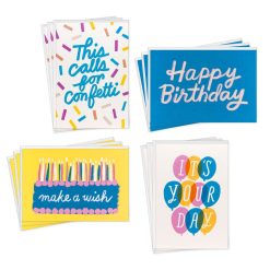 Hallmark - Playful Pink and Blue Assorted Birthday Cards, Pack of 12