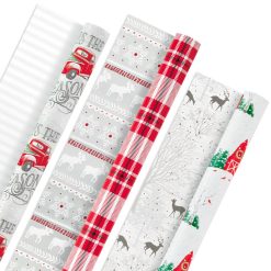 Hallmark - Rustic Winter 3-Pack Reversible Metallic Christmas Wrapping Paper, 120 sq. ft.