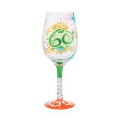 Hallmark - Lolita Happy 60th Birthday Handpainted Wine Glass, 15 oz.