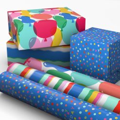 Alternative view of Hallmark - Stripes, Balloons and Dots 3-Pack Wrapping Paper Mini Roll Bundle, 60 sq. ft. total