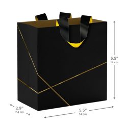 Alternative view of Hallmark - 5.5" Gold Lines on Black Small Square Gift Bag
