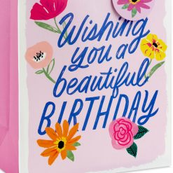Alternative view of Hallmark - 13" Floral Beauty on Pink Large Birthday Gift Bag