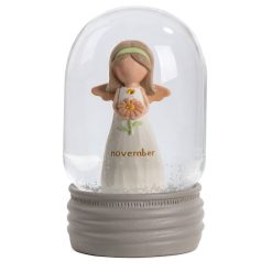 Hallmark - Blossom Bucket November Birthstone Angel Snow Globe, 4.2