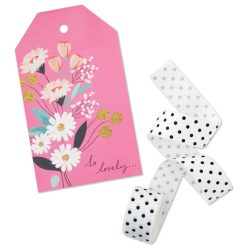 Hallmark - Pink Floral Large Gift Tag and Ribbon Set