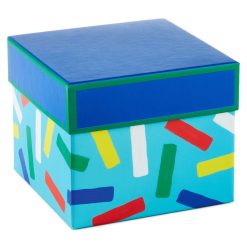 Hallmark - 5" Square Colorful Confetti on Blue Gift Box
