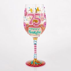 Hallmark - Lolita Happy 75th Birthday Handpainted Wine Glass, 15 oz.