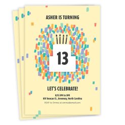 Hallmark - Custom Age Confetti Cake Flat Birthday Invitation