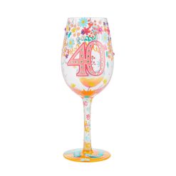 Hallmark - Lolita Happy 40th Birthday Handpainted Wine Glass, 15 oz.