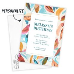 Alternative view of Hallmark - Watercolor Leaves Flat Birthday Invitation