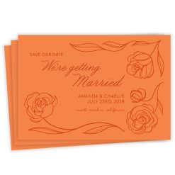 Hallmark - Orange Simply Floral Flat Wedding Save the Date