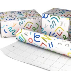 Alternative view of Hallmark - Party Streamers and Squiggles on White Metallic Wrapping Paper Roll, 17.5 sq. ft.