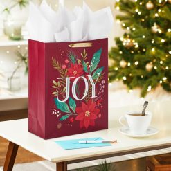 Alternative view of Hallmark - 15.5" Joy and Poinsettia Extra-Large Holiday Gift Bag With Tissue Paper