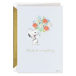 Hallmark - Peanuts Snoopy With Flower Bouquet Thank-You Card