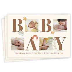 Hallmark - Baby Blocks Photo Collage Flat Birth Announcement