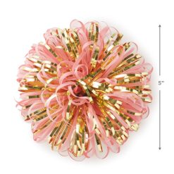 Alternative view of Hallmark - Pink and Gold Metallic Pom Pom Gift Bow, 5