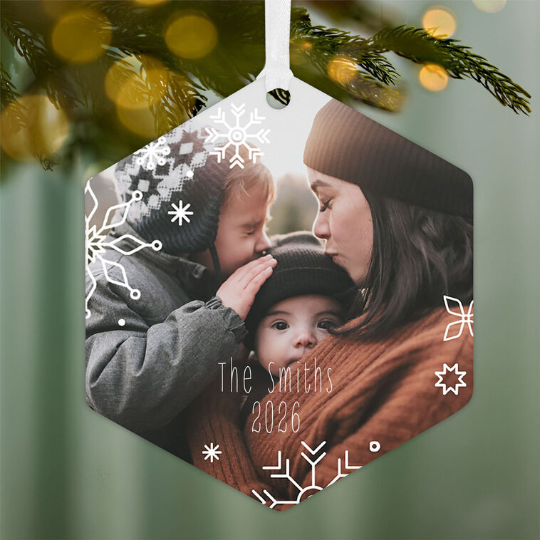 Hallmark - Snowflakes Metal Personalized Ornament, Custom Photo and Text - Image 2