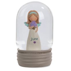 Hallmark - Blossom Bucket June Birthstone Angel Snow Globe, 4.2