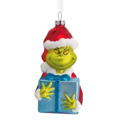Hallmark - Dr. Seuss's How the Grinch Stole Christmas! Grinch With Present Blown Glass Hallmark - Ornament