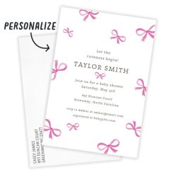 Alternative view of Hallmark - Pretty Pink Bows Flat Baby Shower Invitation