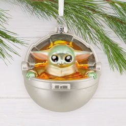 Alternative view of Hallmark - Star Wars: The Mandalorian Grogu in Pram Blown Glass Hallmark - Ornament