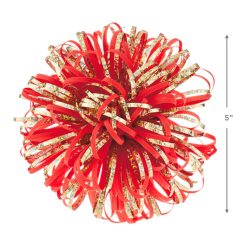 Alternative view of Hallmark - Coral and Gold Metallic Looped Pom Pom Gift Bow, 5